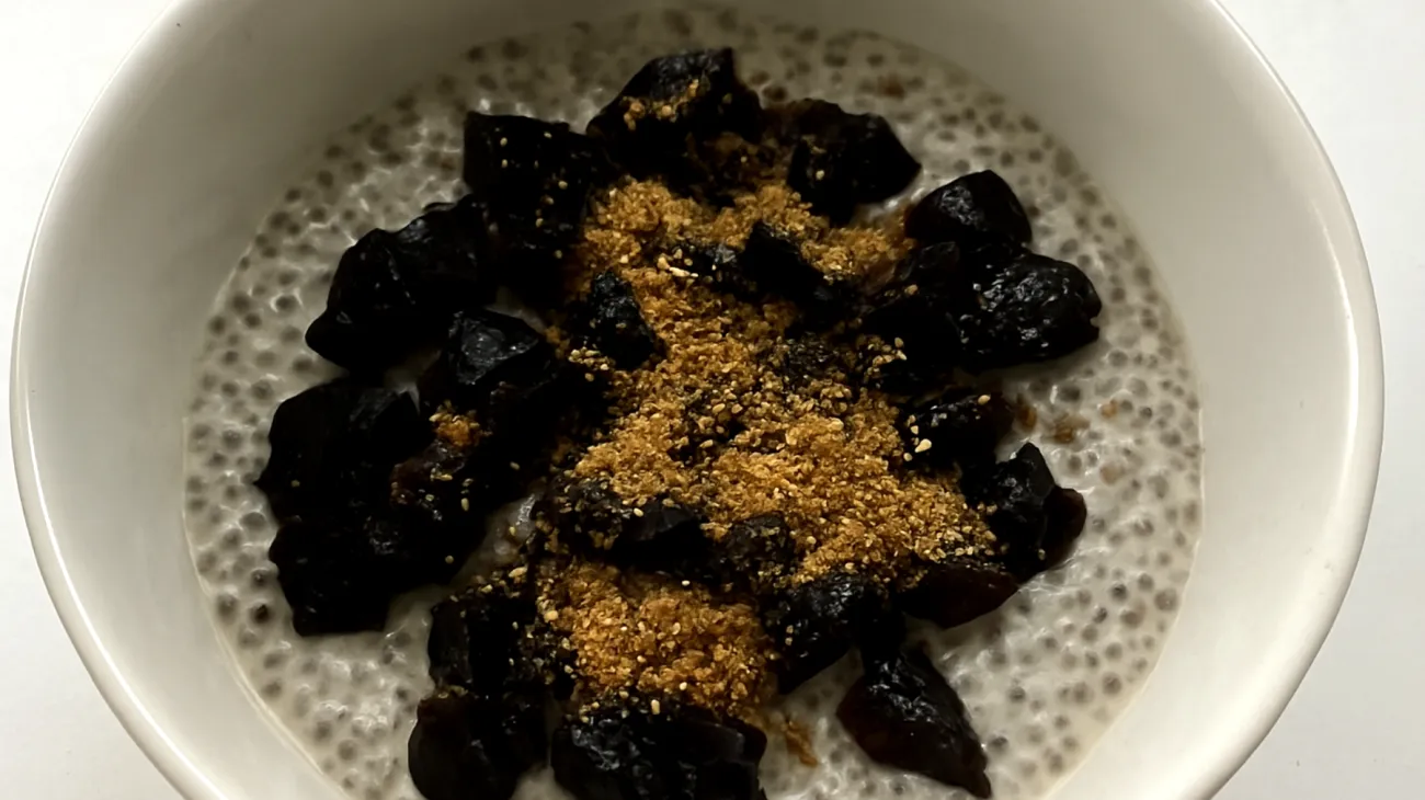 Chia seed pudding with prunes and flaxseed meal"