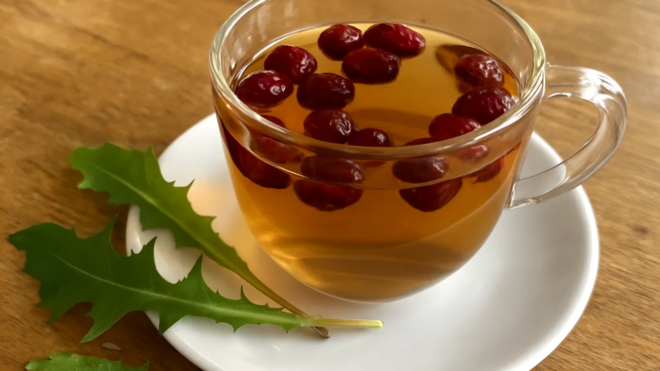Dandelion and fennel seed tea with dried cranberries"
