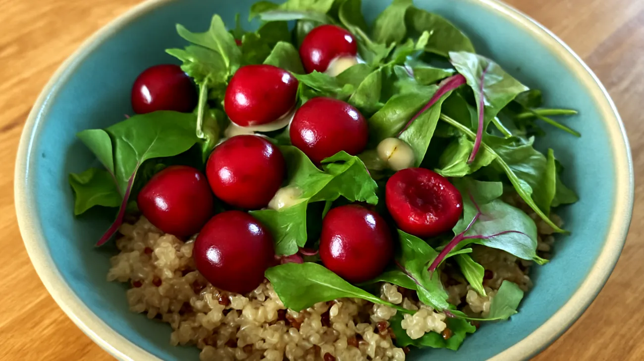 Tart cherry and quinoa recovery bowl"
